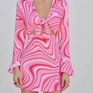 Zara pink linen mini dress